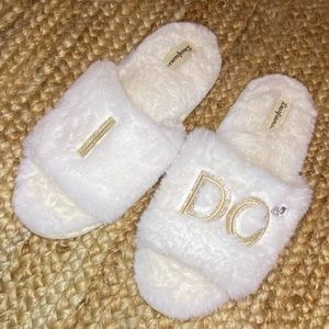 White “I Do” slippers